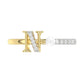 Women’S 10K Yellow Gold Letter “N” Diamond & Pearl Ring 0.10Ct Round Diamond Fine Jewelry