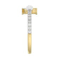 Women’S 10K Yellow Gold Letter “P” Diamond & Pearl Ring 0.10Ct Round Diamond Fine Jewelry