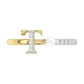 Women’S 10K Yellow Gold Letter “T” Diamond & Pearl Ring 0.10Ct Round Diamond Fine Jewelry