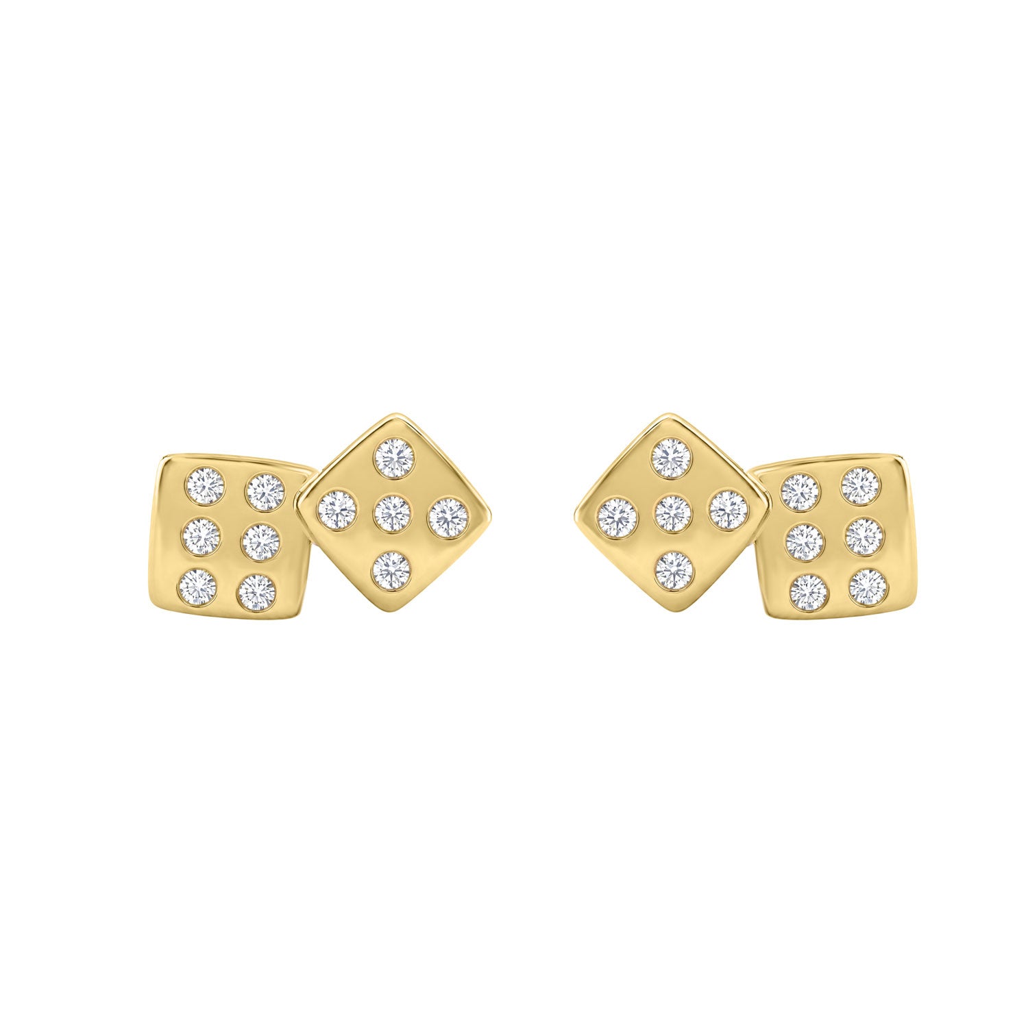 Luxury 10K Yellow Gold Diamond Earrings With 0.16Ct Round Cut Diamonds