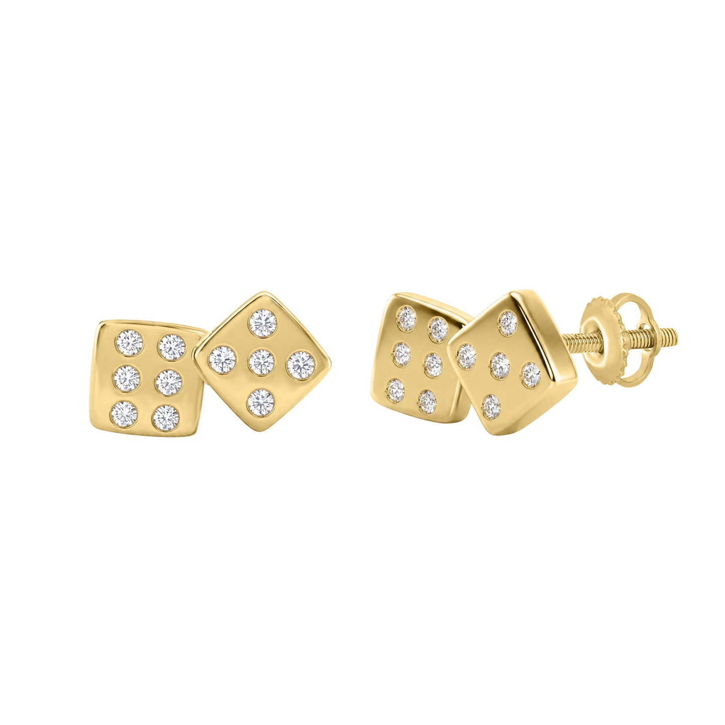 Luxury 10K Yellow Gold Diamond Earrings With 0.16Ct Round Cut Diamonds