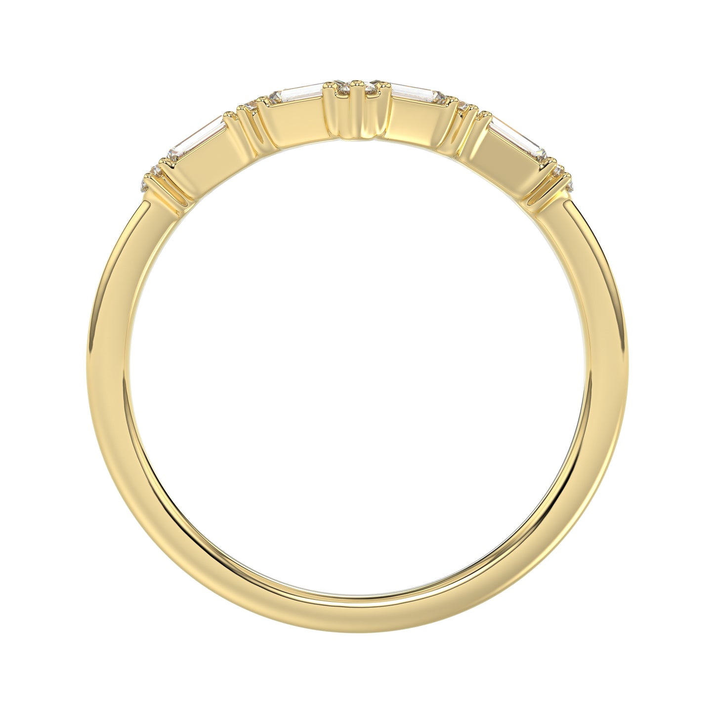 10K Yellow Gold 0.16Ct Ladies Fashion Ring Featuring Sparkling Round And Baguette Diamonds. A Timeless And Elegant Jewelry Piece Designed For Daily We