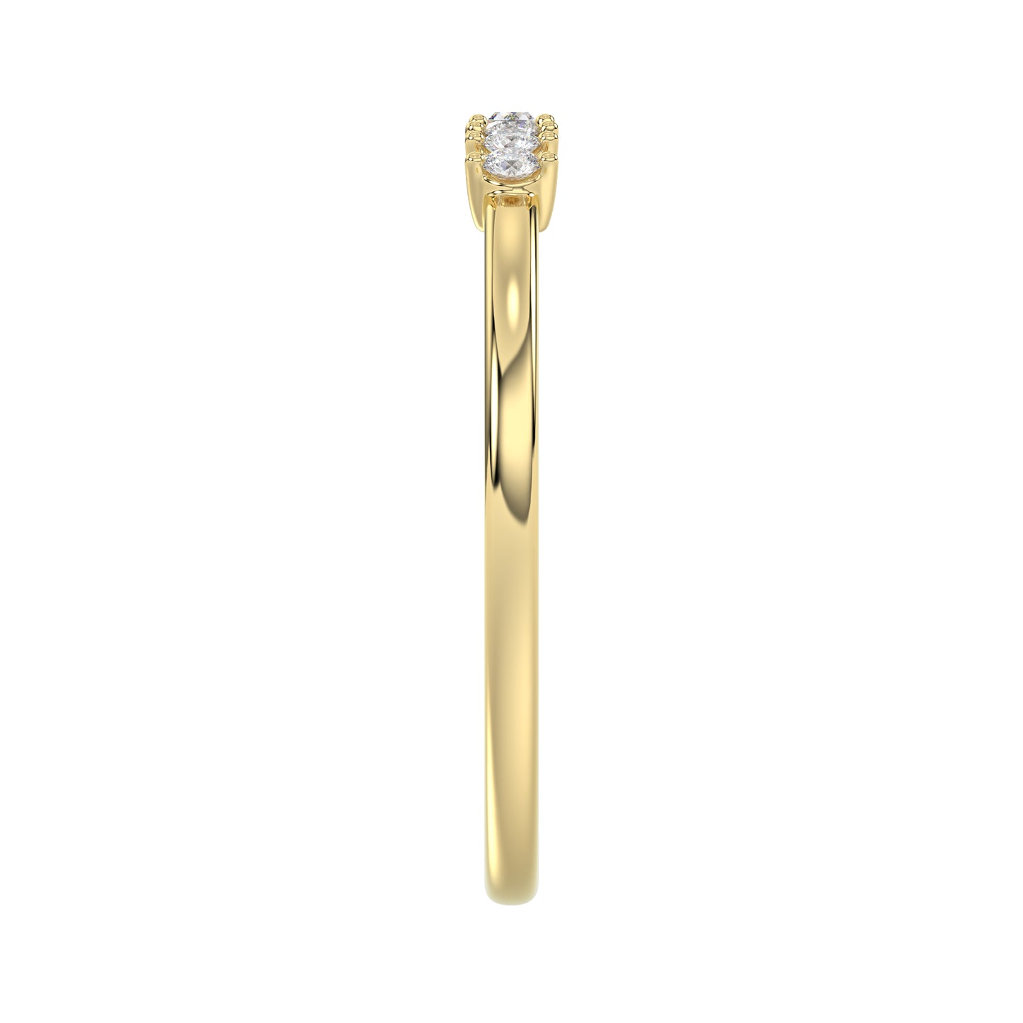 Ladies 10K Yellow Gold Diamond Fashion Ring 0.16 Ct Round & Baguette Diamond Jewelry