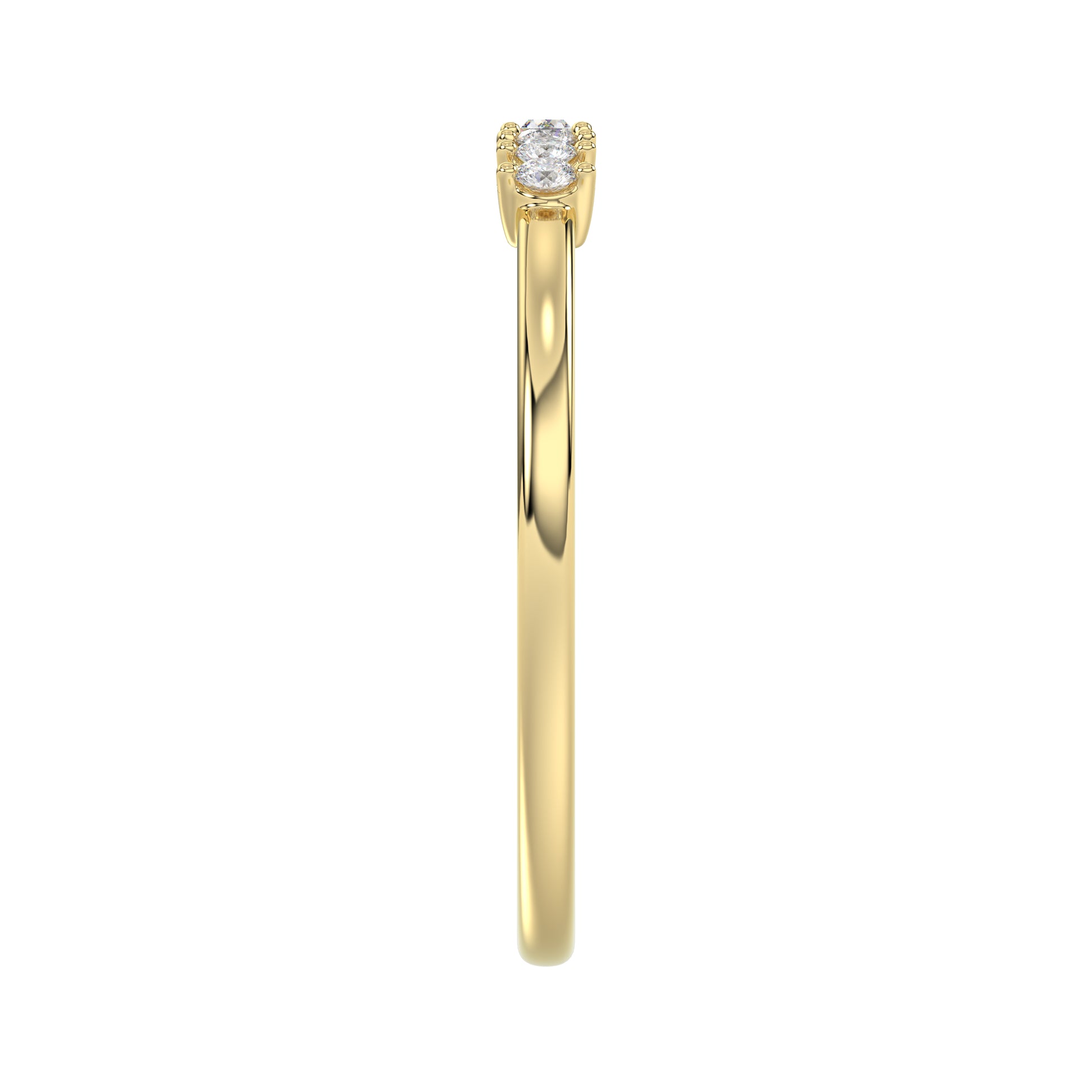 Ladies 10K Yellow Gold Diamond Fashion Ring 0.16 Ct Round & Baguette Diamond Jewelry