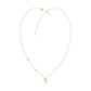 Stylish 10K Yellow Gold Ladies “K” Letter Necklace Featuring Round Ruby Diamonds And Pearl Accents. A Delicate And Personalized Fine Jewelry