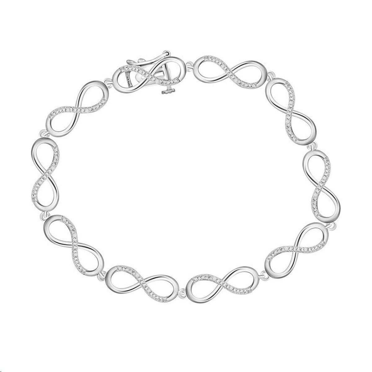Sterling Silver White 0.05CT Round Diamond Infinity Link Bracelet Women�S Fine Jewelry Bracelet