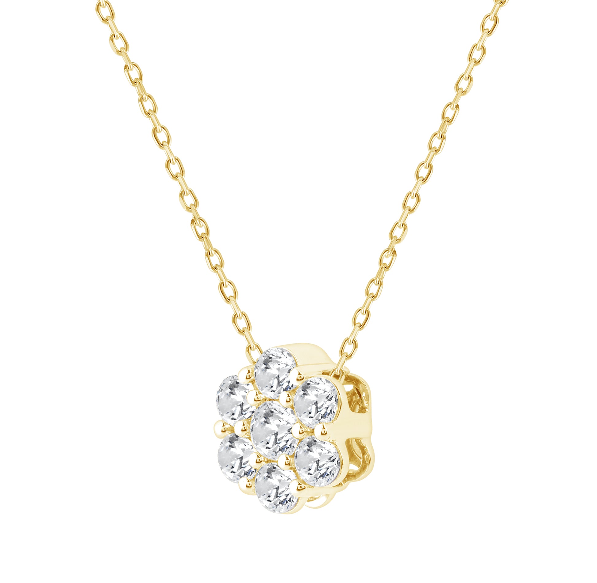 LADIES PENDANT WITH CHAIN 0.50CT ROUND DIAMOND 14K YELLOW GOLD