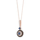 Luxury 14K Rose Gold Ladies Pendant With Chain Featuring Blue And Dark Brown & Round Diamonds. 0.50 Ct Elegant Jewelry Piece Perfect For Gifting.