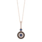 Luxury 14K Rose Gold Ladies Pendant With Chain Featuring Blue And Dark Brown & Round Diamonds. 0.50 Ct Elegant Jewelry Piece Perfect For Gifting.