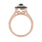 Elegant 14K Rose Gold Fashion Ring Featuring 0.55 Ct Round Diamonds In Blue And Dark Brown Tones. A Bold And Modern Fine Jewelry Piece For Women.