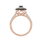 LADIES RING 0.55CT ROUND/ROUND BLUE/DARK BROWN DIAMOND 14K ROSE GOLD