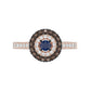 Elegant 14K Rose Gold Fashion Ring Featuring 0.55 Ct Round Diamonds In Blue And Dark Brown Tones. A Bold And Modern Fine Jewelry Piece For Women.