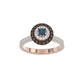 LADIES RING 0.55CT ROUND/ROUND BLUE/DARK BROWN DIAMOND 14K ROSE GOLD