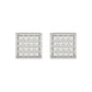 Sterling Silver White 0.10CT Round Diamond Yuva Square Cluster Earrings Women’S Fine Jewelry