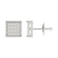 Sterling Silver White 0.10CT Round Diamond Yuva Square Cluster Earrings Women’S Fine Jewelry
