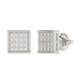 Sterling Silver White 0.10CT Round Diamond Yuva Square Cluster Earrings Women’S Fine Jewelry