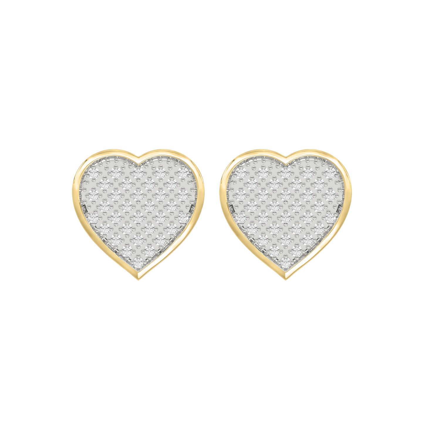 Yuva Brand 10K Yellow Gold  0.25Ct Round Diamond Heart Shaped Earrings Stylish Women Diamond Fashion Earrings