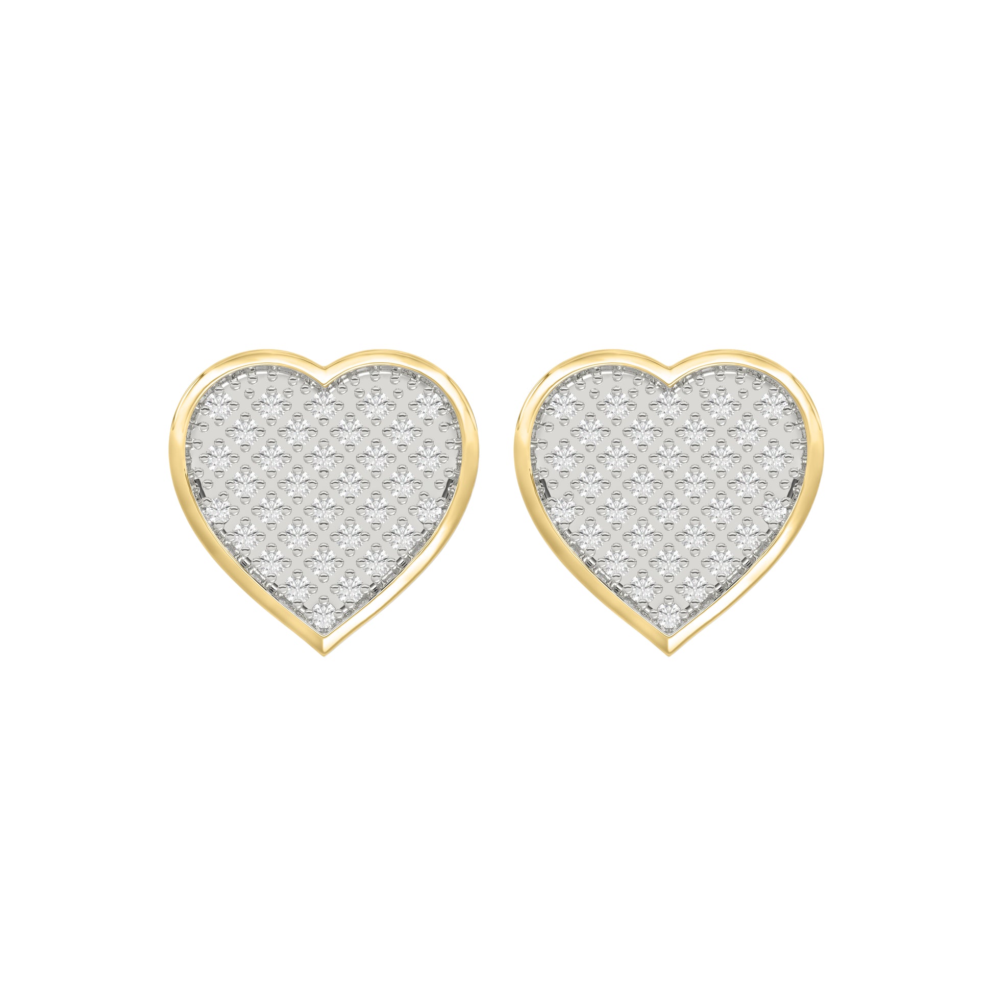Yuva Brand 10K Yellow Gold  0.25Ct Round Diamond Heart Shaped Earrings Stylish Women Diamond Fashion Earrings