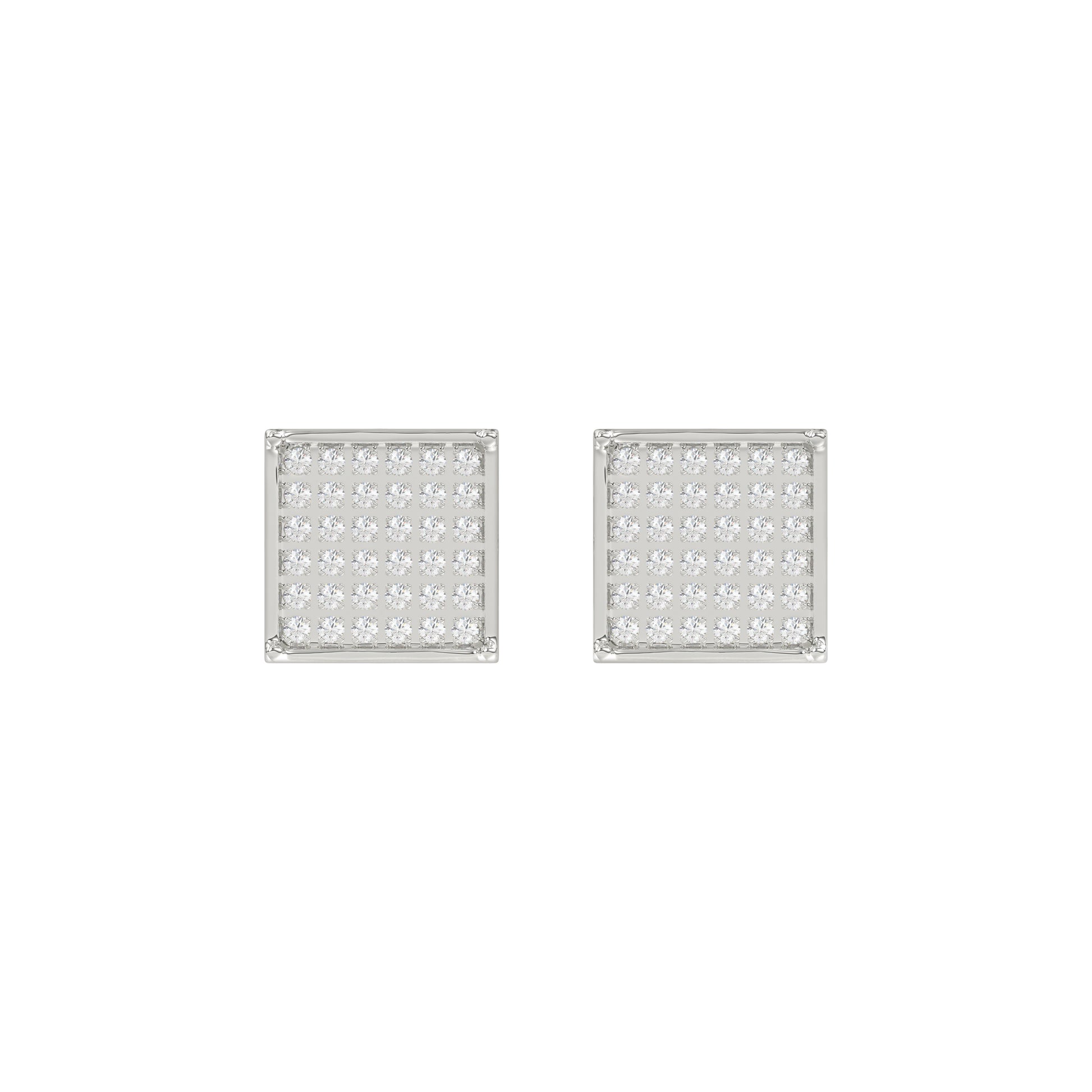 Sterling Silver White 0.25CT Round Diamond Yuva Square Cluster Earrings Women’S Fine Jewelry