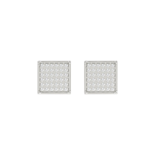 Sterling Silver White 0.25CT Round Diamond Yuva Square Cluster Earrings Women’S Fine Jewelry