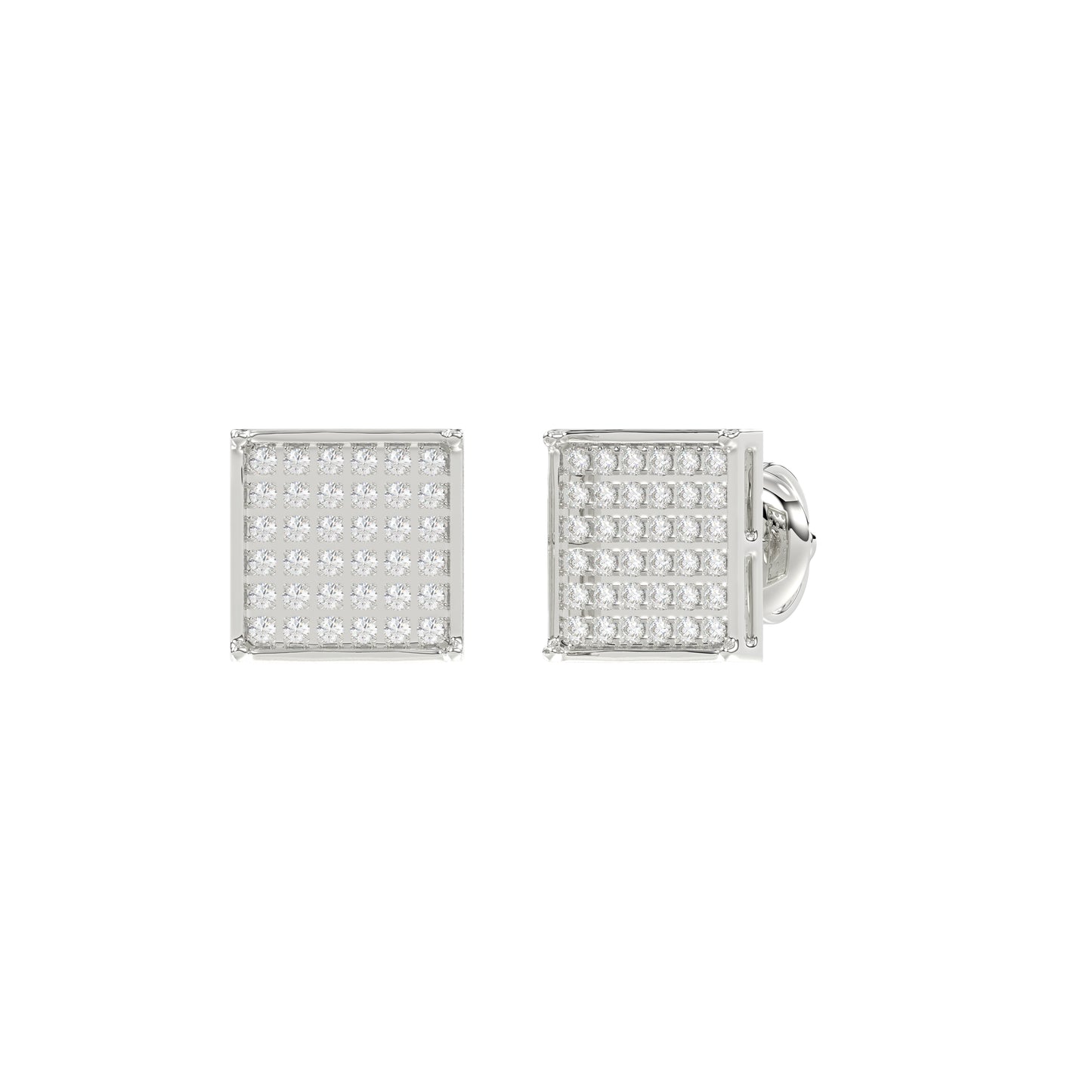 Sterling Silver White 0.25CT Round Diamond Yuva Square Cluster Earrings Women’S Fine Jewelry