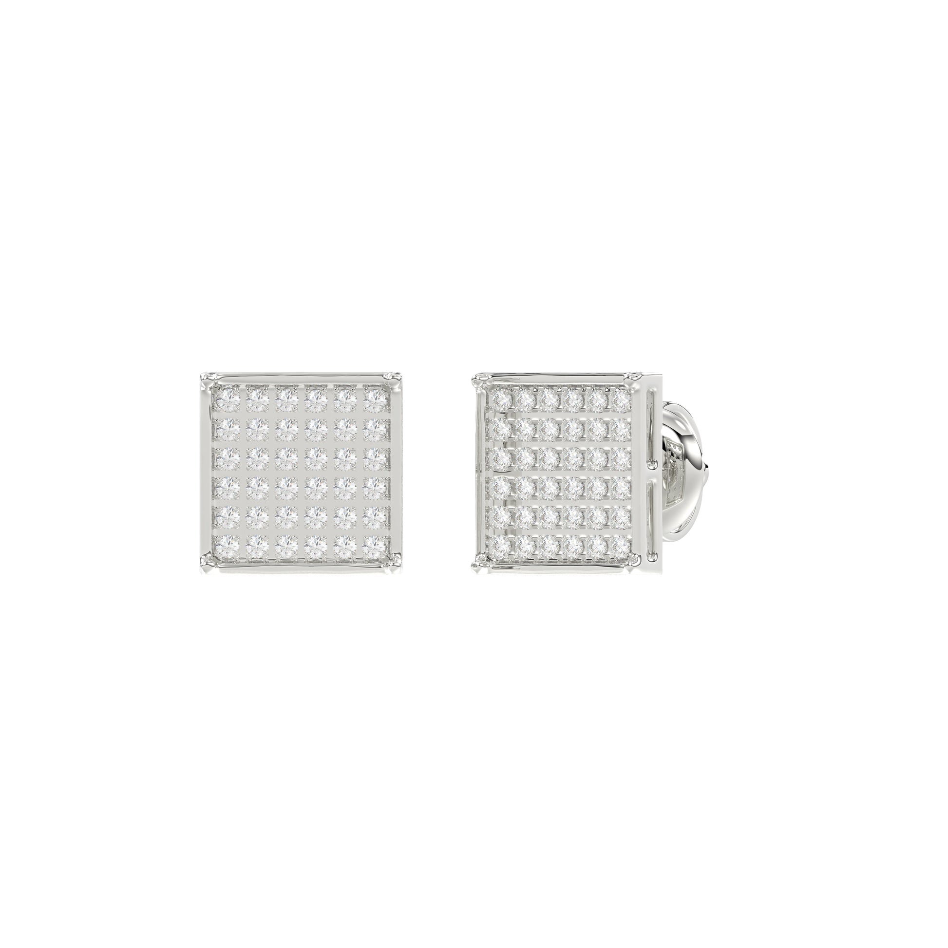 Sterling Silver White 0.25CT Round Diamond Yuva Square Cluster Earrings Women’S Fine Jewelry
