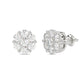 LADIES FLOWER EARRINGS 0.15CT ROUND DIAMOND 10K WHITE GOLD