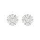 LADIES FLOWER EARRINGS 0.15CT ROUND DIAMOND 10K WHITE GOLD
