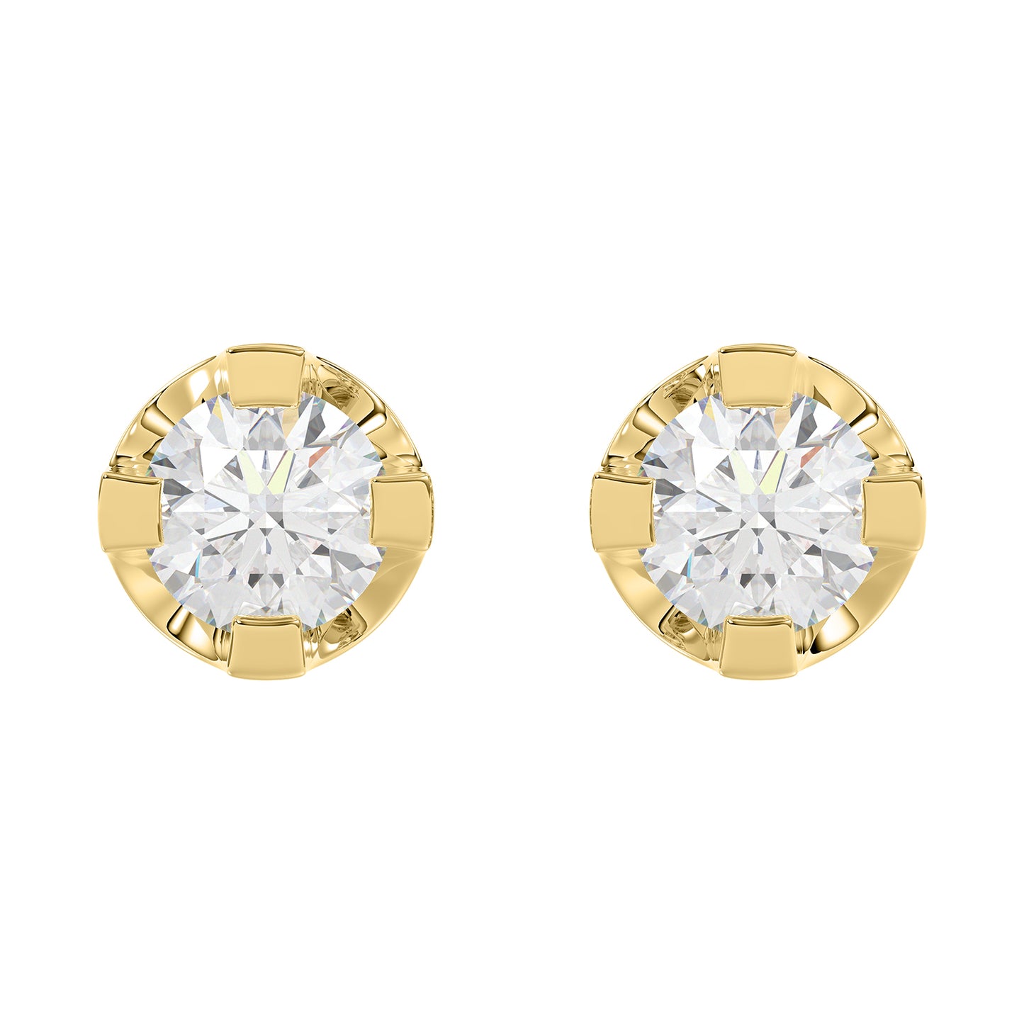 Elegant 14K Yellow Gold Diamond Solitaire Earrings 0.15CT Round Diamond Jewelry For Women