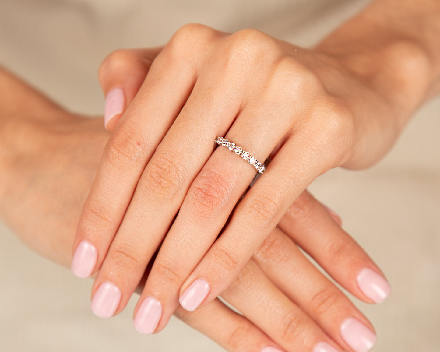 Half-Ribbon Diamond Ring - Platinum