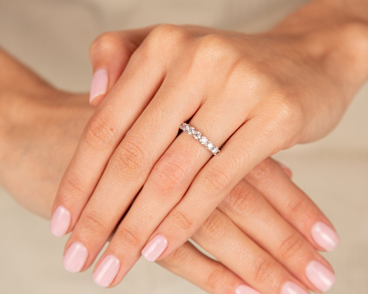 Half-Ribbon Diamond Ring - Platinum