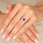 Sapphire and GIA Diamond Ring - 18kt White Gold