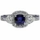 Sapphire and GIA Diamond Ring - 18kt White Gold