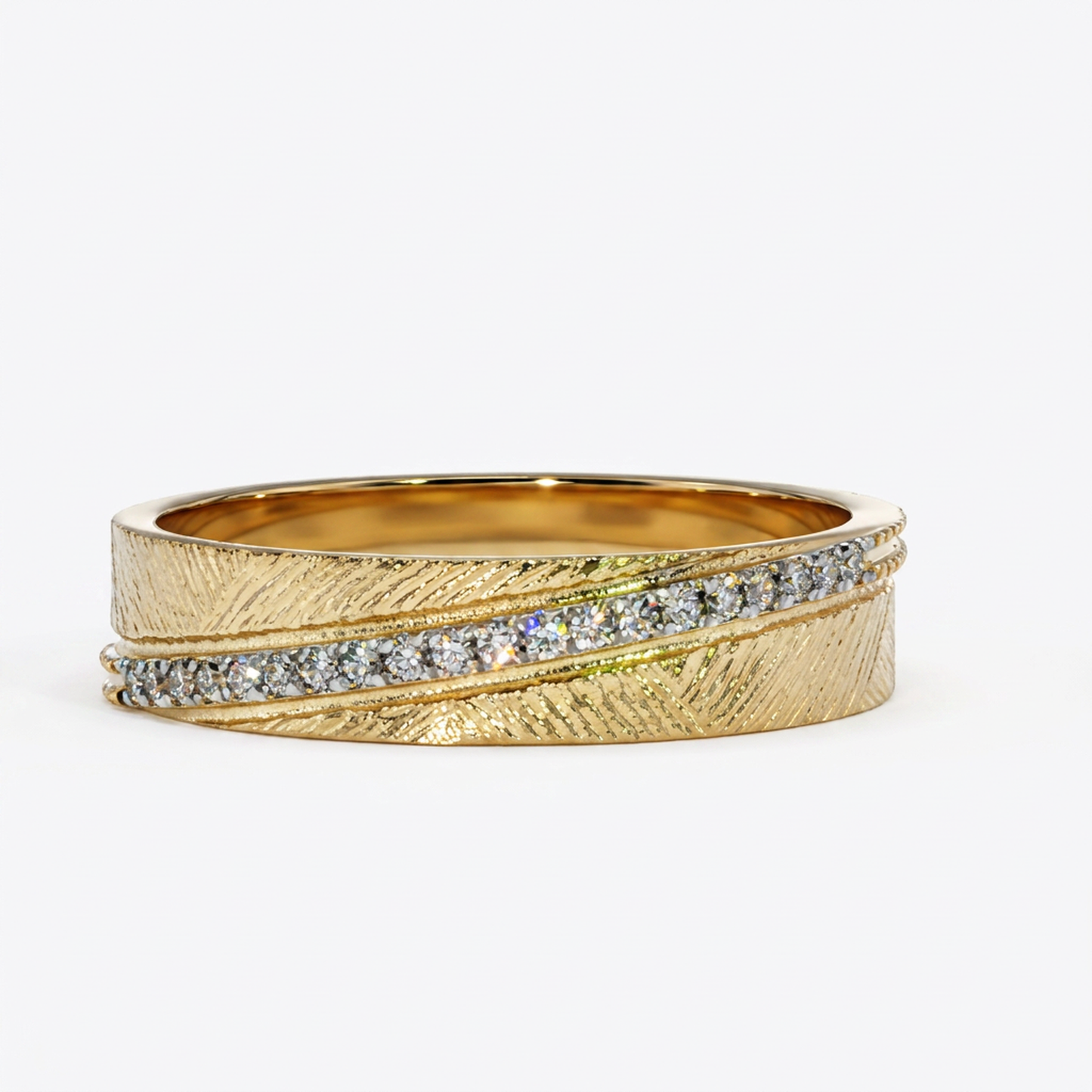 Natural Diamonds Ring - 14kt Yellow Gold