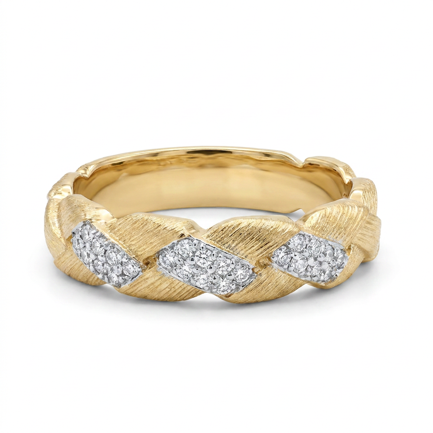 Natural Diamonds Ring - 14kt Yellow Gold