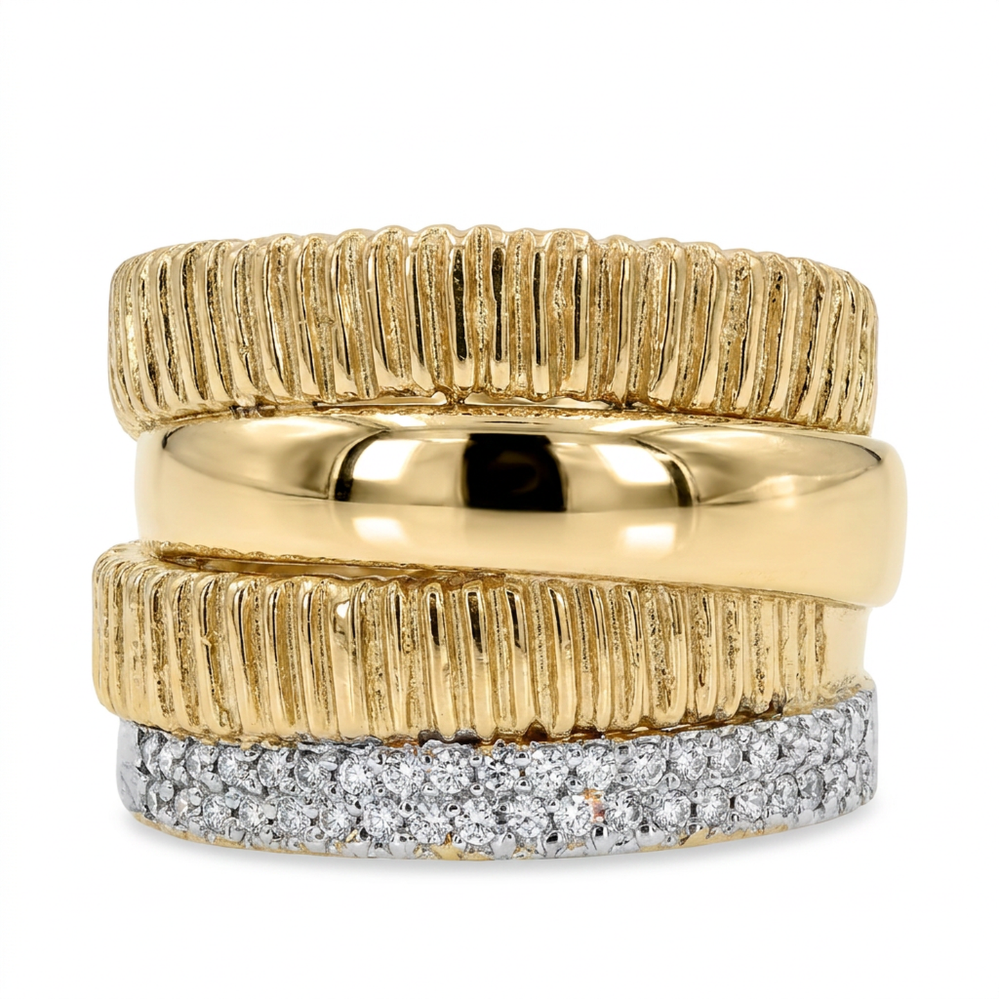 Natural Diamonds Ring - 14kt Yellow Gold