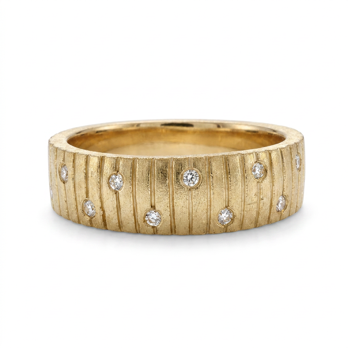 Natural Diamonds Ring - 14kt Yellow Gold