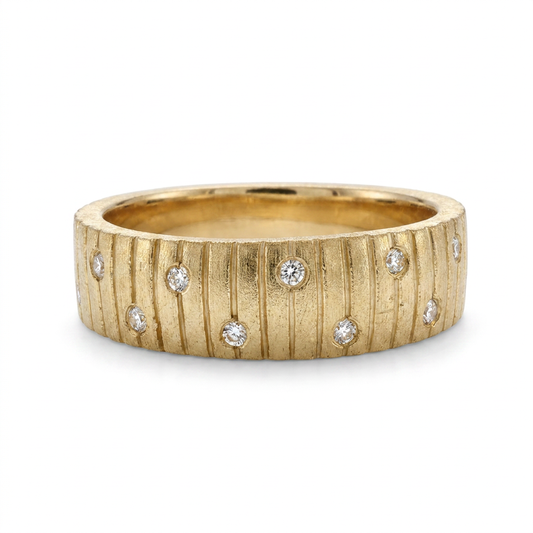 Natural Diamonds Ring - 14kt Yellow Gold