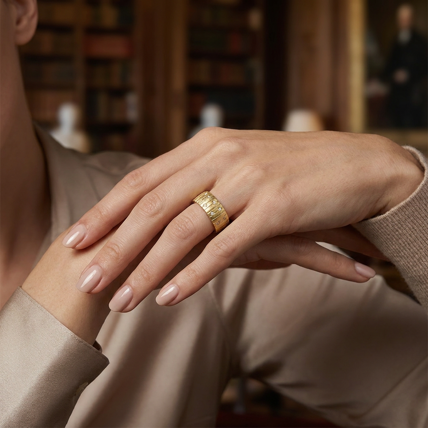 Natural Diamonds Ring - 14kt Yellow Gold