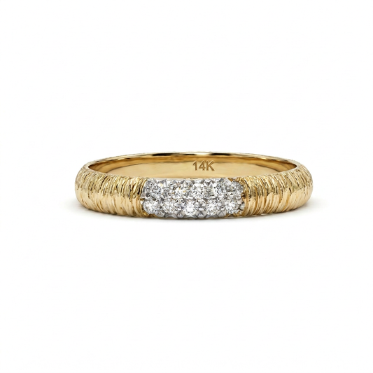 Natural Diamonds Ring - 14kt Yellow Gold