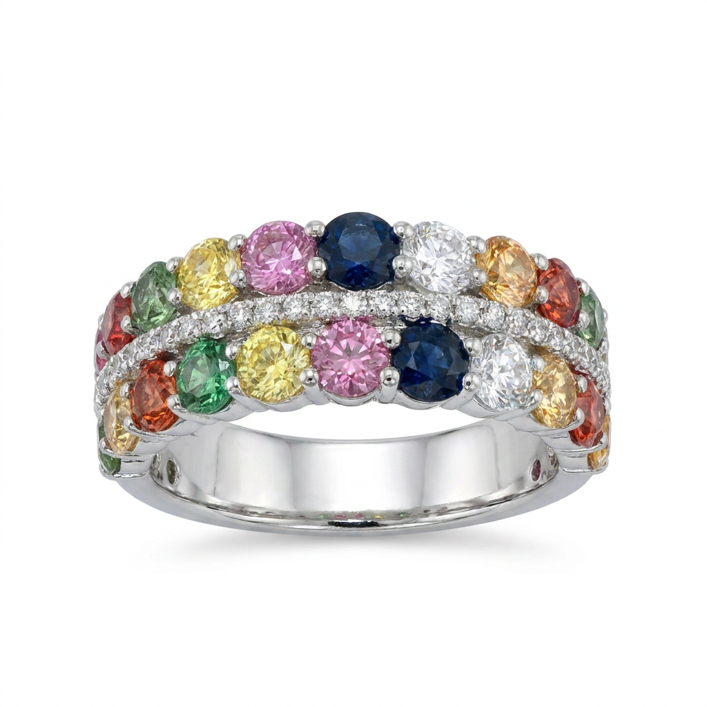 Diamond and Sapphires - 14kt White Gold