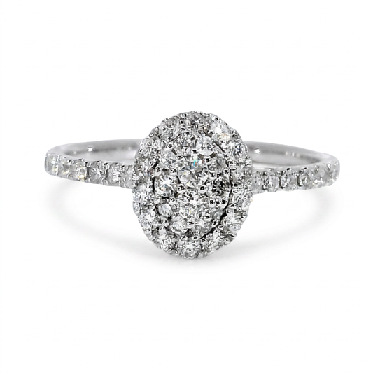 Natural Diamond Ring - 18kt White Gold