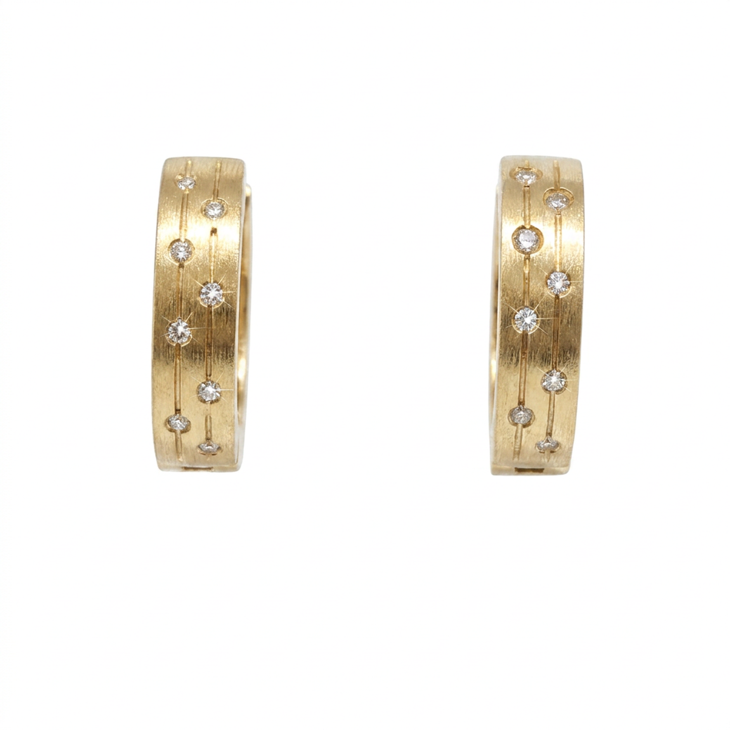 Hoop Diamond Earrings - 14k Yellow Gold