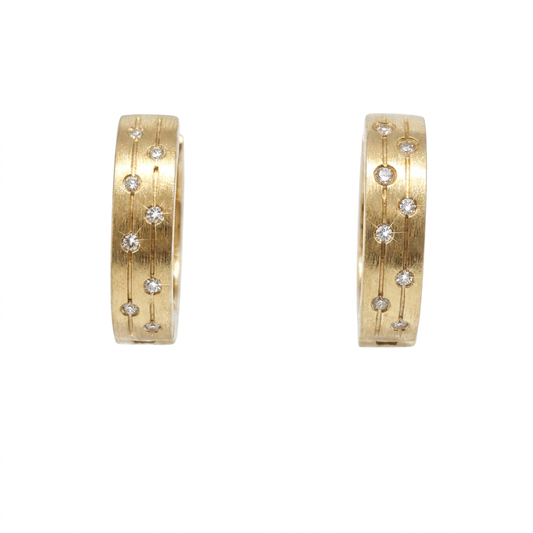 Hoop Diamond Earrings - 14k Yellow Gold
