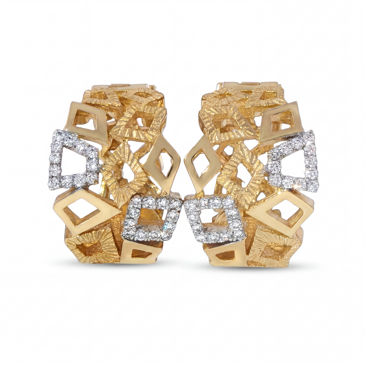 Hoop Diamond Earrings - 14k Yellow Gold