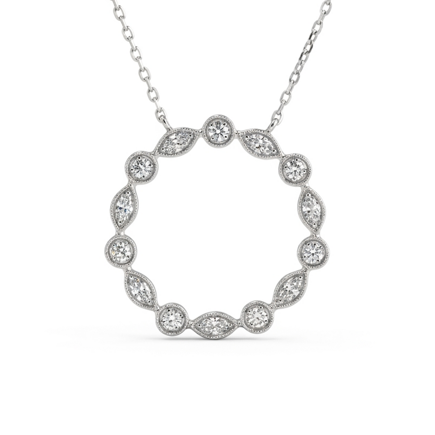 Natural Diamonds Pendant - 14kt White Gold