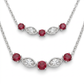 Natural Diamonds and Rubies Pendant - 14kt White Gold