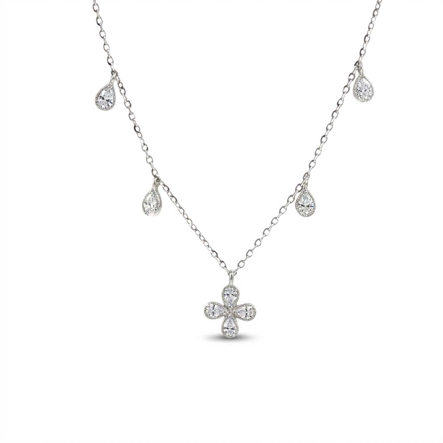 Natural Diamonds Pendant - 14kt White Gold