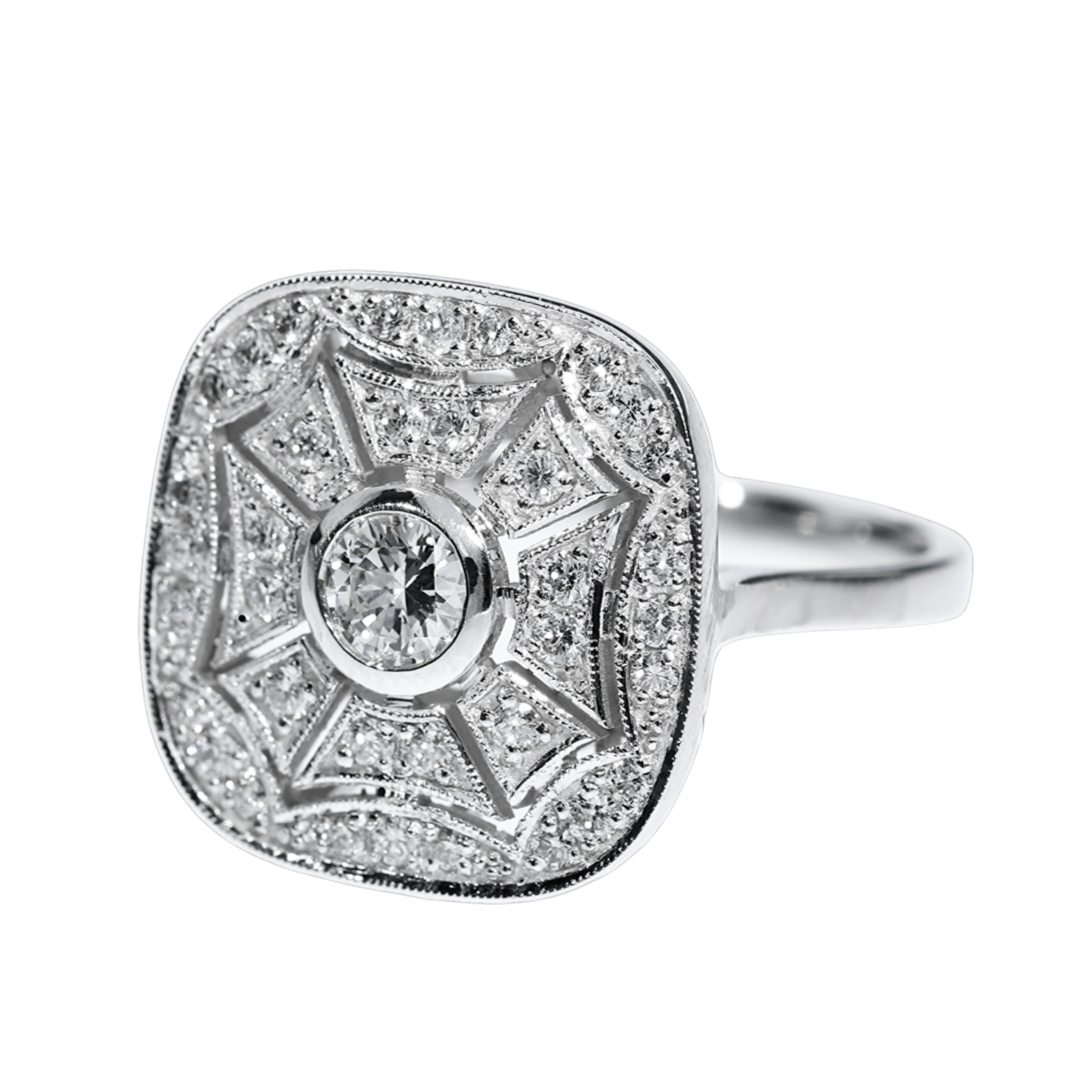 Diamond Engagement Ring - 18kt White Gold