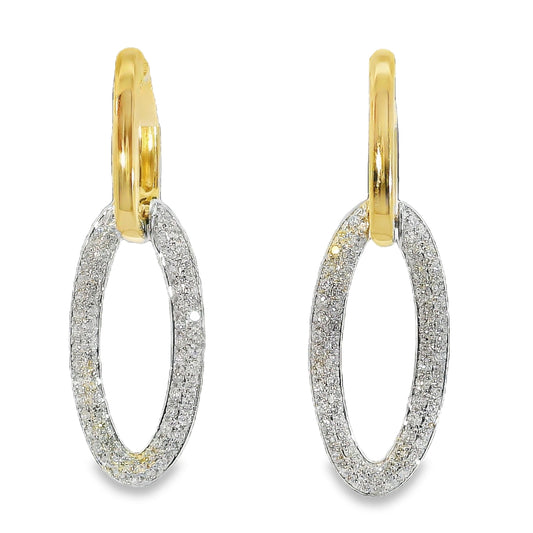 Diamonds Hoop Earrings - 14kt Yellow Gold